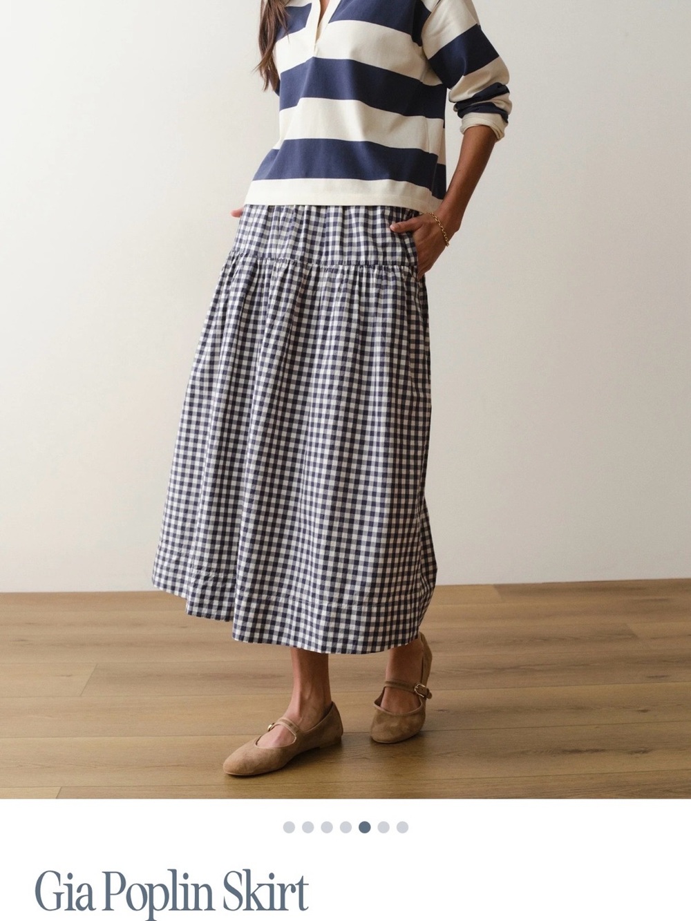 Marine Layer Navy and White Gingham Maxi Skirt